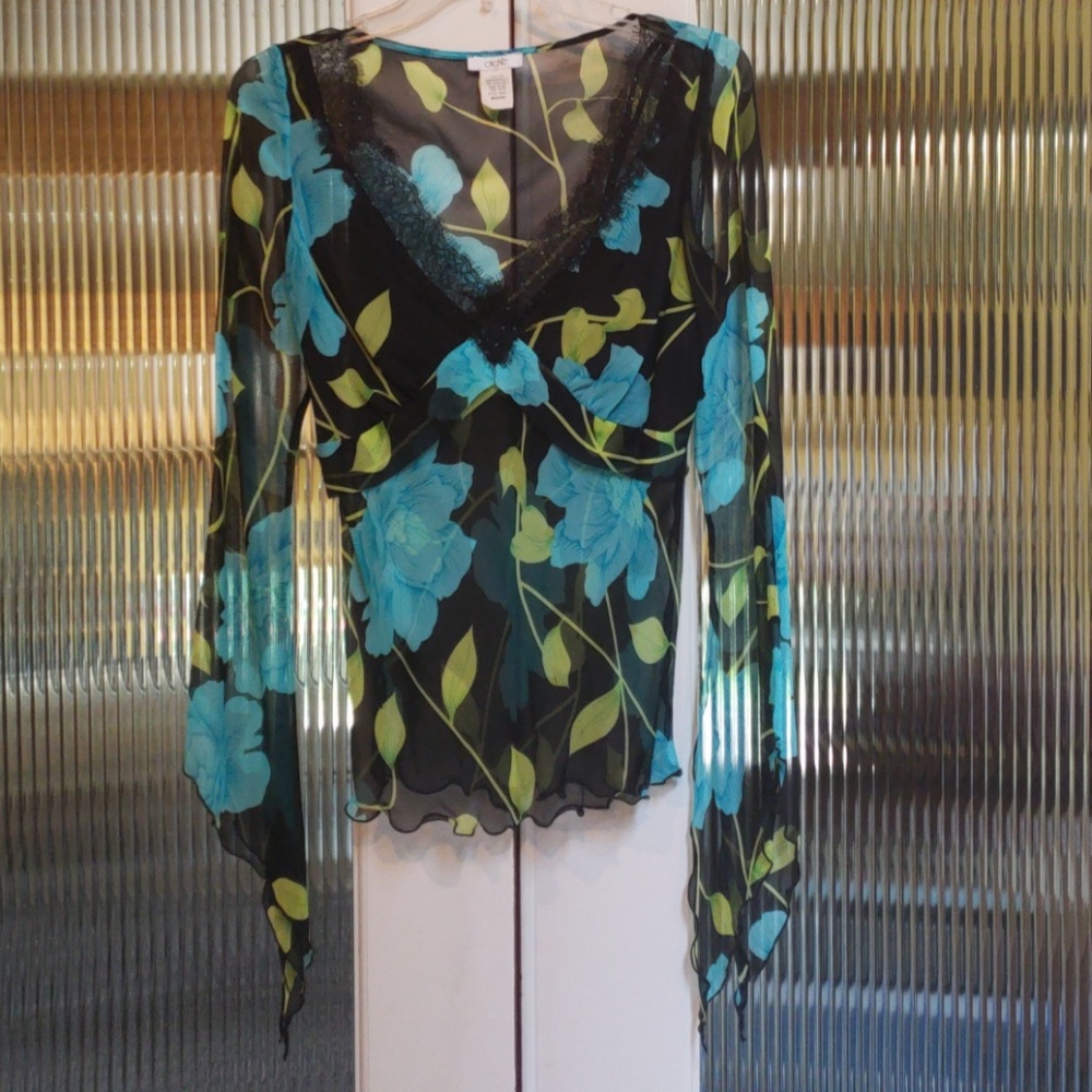 Sheer Silk Floral Blouse